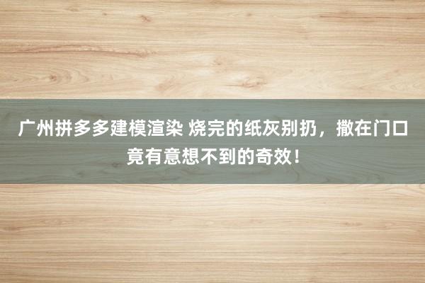 广州拼多多建模渲染 烧完的纸灰别扔，撒在门口竟有意想不到的奇效！